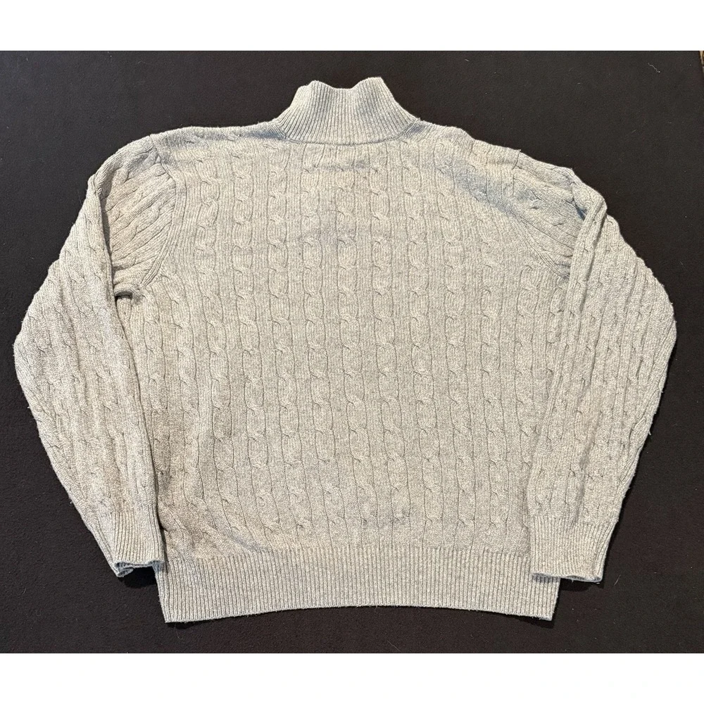 POLO RALPH LAUREN Tussah Silk Cable Knit Sweater 1/4 Button Sage Green Mens XL
